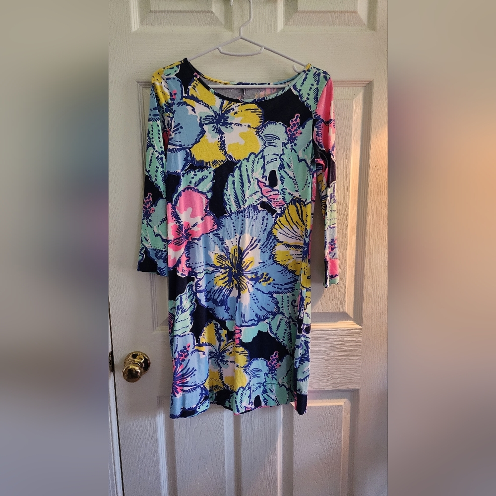 Lilly Pulitzer Marlowe boatneck in bright navy pop-up big flirt - size XS